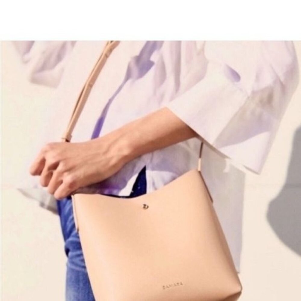 Anthropologie Samara Pink Peony Vegan Leather Medium Shoulder Crossbody Bag - Picture 5 of 12